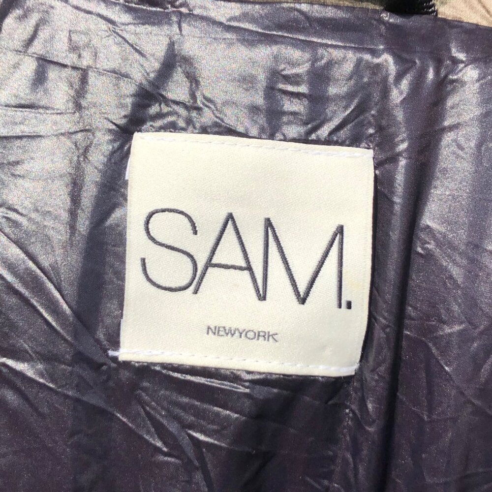 SAM. Medium Camo Jacket Puffer Down Bomber Freestyle Zip Quilted Green Brown Tan - Picture 15 of 16